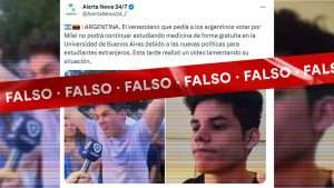 El bulo fue fabricado por una cuenta "parodia" y desmentido directamente por el venezolano en Argentina